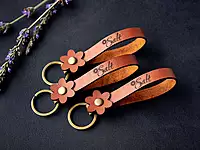Leather Flower Keyring