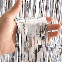 Silver Foil Fringe Curtains for Party Decoration - Large (3ft X 5.5 ft)