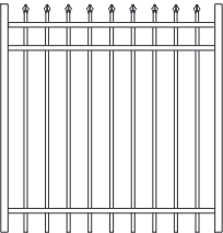 Fortress VERSAI 3 Rail Pressed Spear Steel Gates-Gloss Black Fortress VERSAI 3 Rail Pressed Spear Steel Gates-Gloss Black