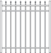 Fortress ATHENS 3-Rail Pressed Spear 48" High Gates-Gloss Black Fortress ATHENS 3-Rail Pressed Spear 48" High Gates-Gloss Black