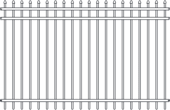 Fortress ATHENS 3 Rail Pressed Spear Aluminum Panels-Gloss Black Fortress ATHENS 3 Rail Pressed Spear Aluminum Panels-Gloss Black