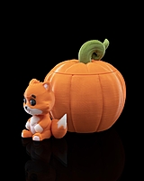 Fox in a Pumpkin Keychain Container
