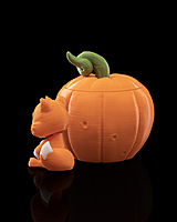 Fox in a Pumpkin Keychain Container