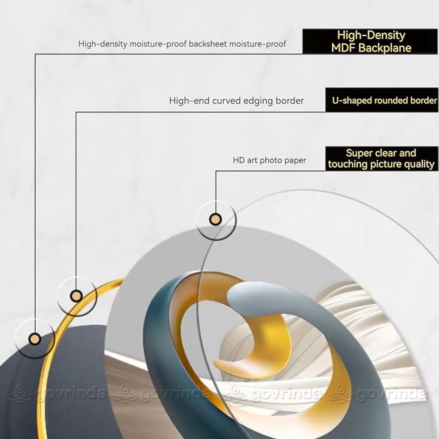Radha Krishna Modern Art Wall Painting (12x12 inch)
