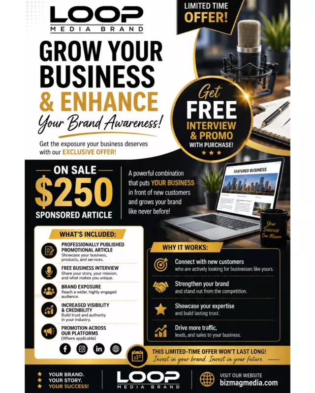 Free Social Media Promotion & Featured Business Interview (Paid Digital Article)
