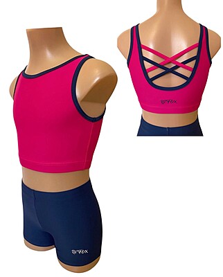 FUCHSIA & NAVY CROP SET XX BACK