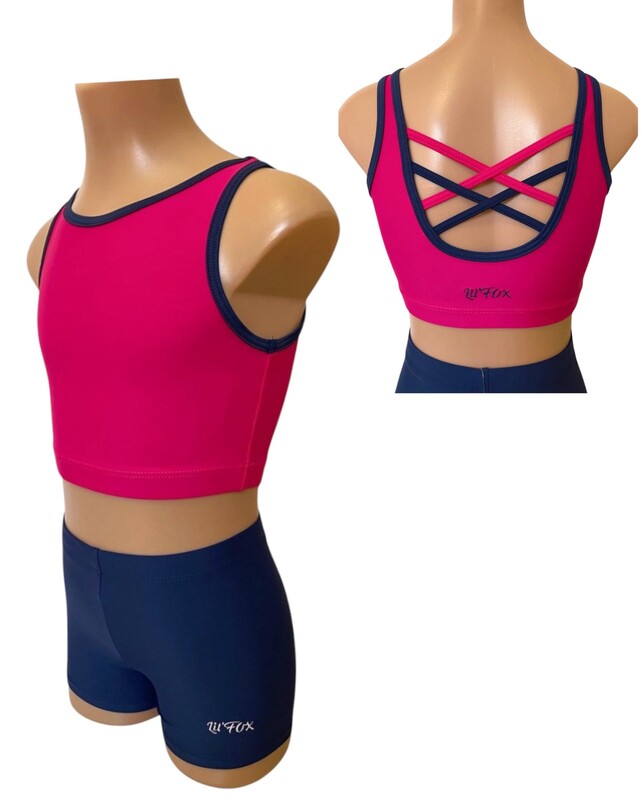 FUCHSIA & NAVY CROP SET XX BACK