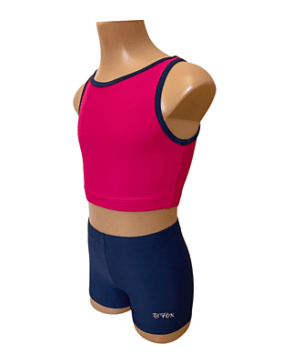 FUCHSIA & NAVY CROP SET XX BACK