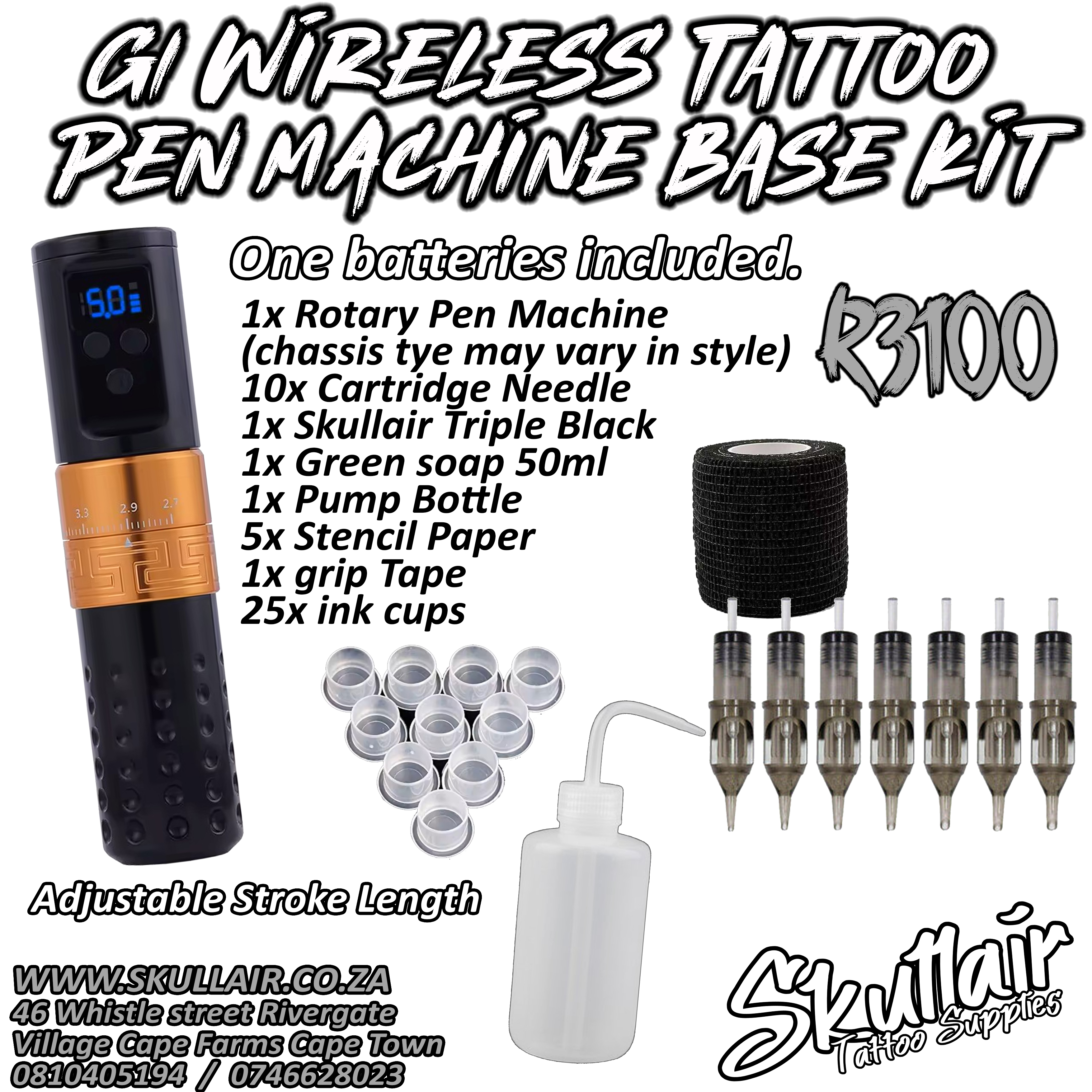 G1 Adjustable wireless stroke length tattoo pen base kit G1 Adjustable wireless stroke length tattoo pen base kit