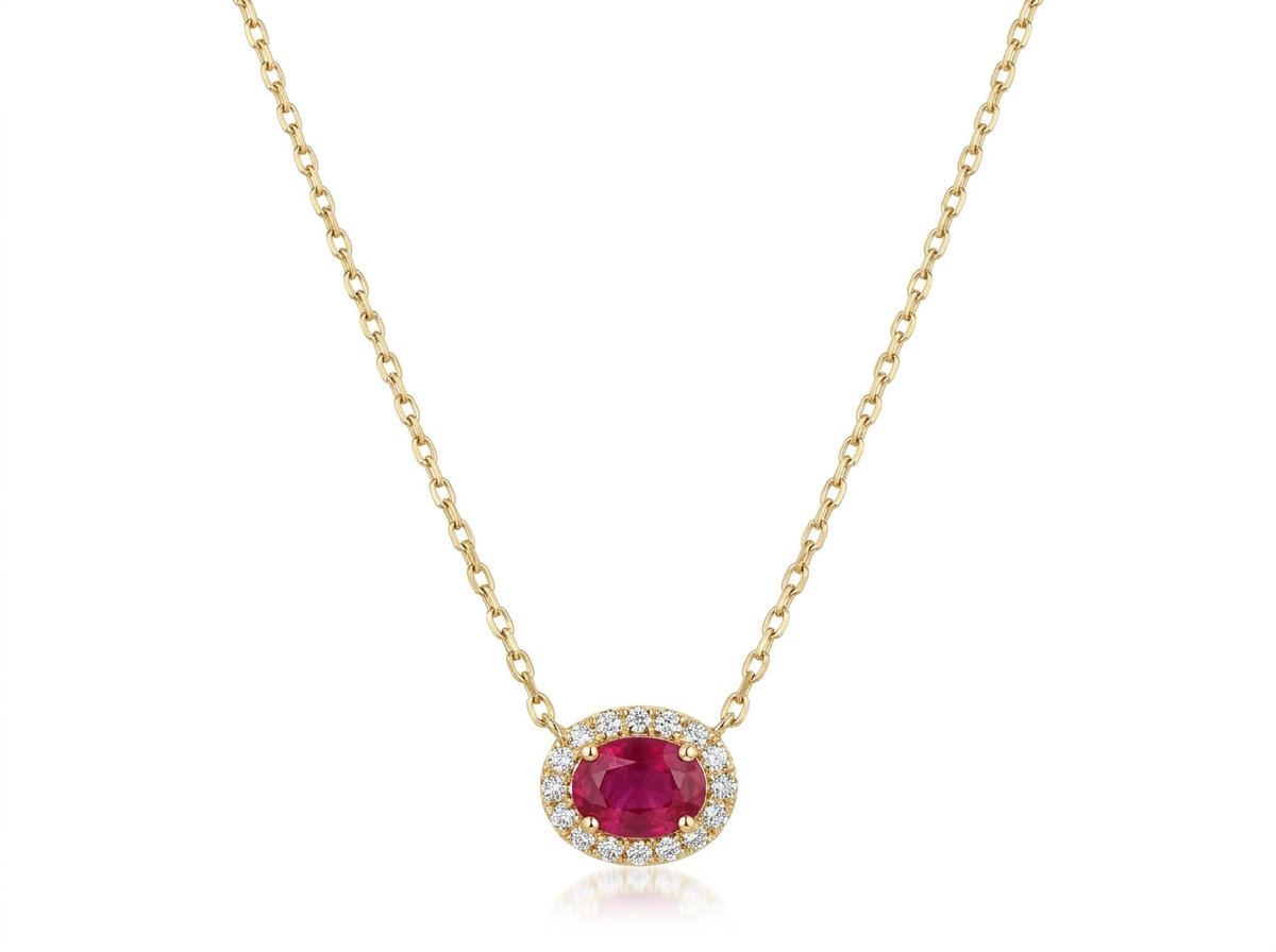 Cadena de oro con dije de Rubi grande y diamantes