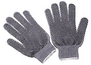 Med wt., grey knit, PVC dots on one side