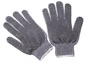 Med wt., grey knit, PVC dots on both sides