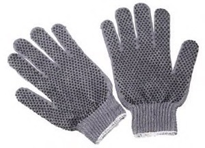 Med wt., grey knit, PVC dots on both sides