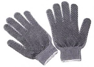 Med wt., grey knit, PVC dots on both sides