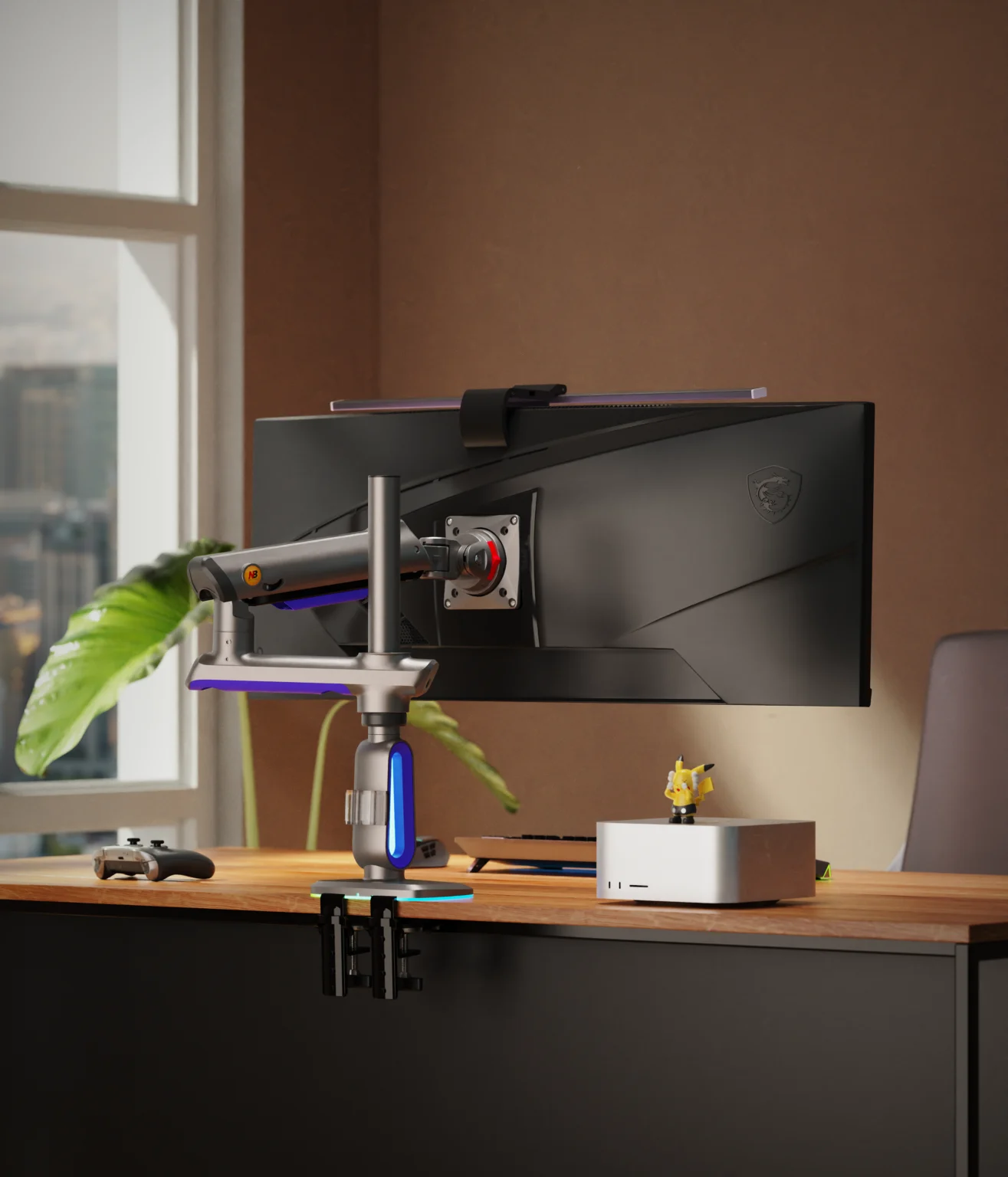 NB NORTH BAYOU F7 RGB GAMING Monitor Stand ARM DESK MOUNT