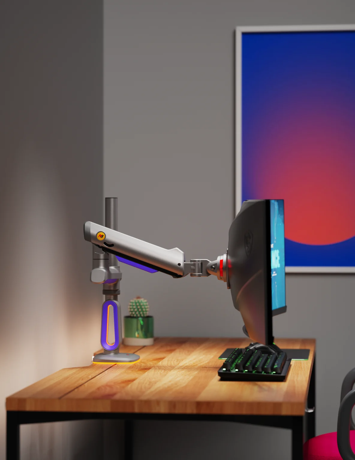 NB NORTH BAYOU F7 RGB GAMING Monitor Stand ARM DESK MOUNT