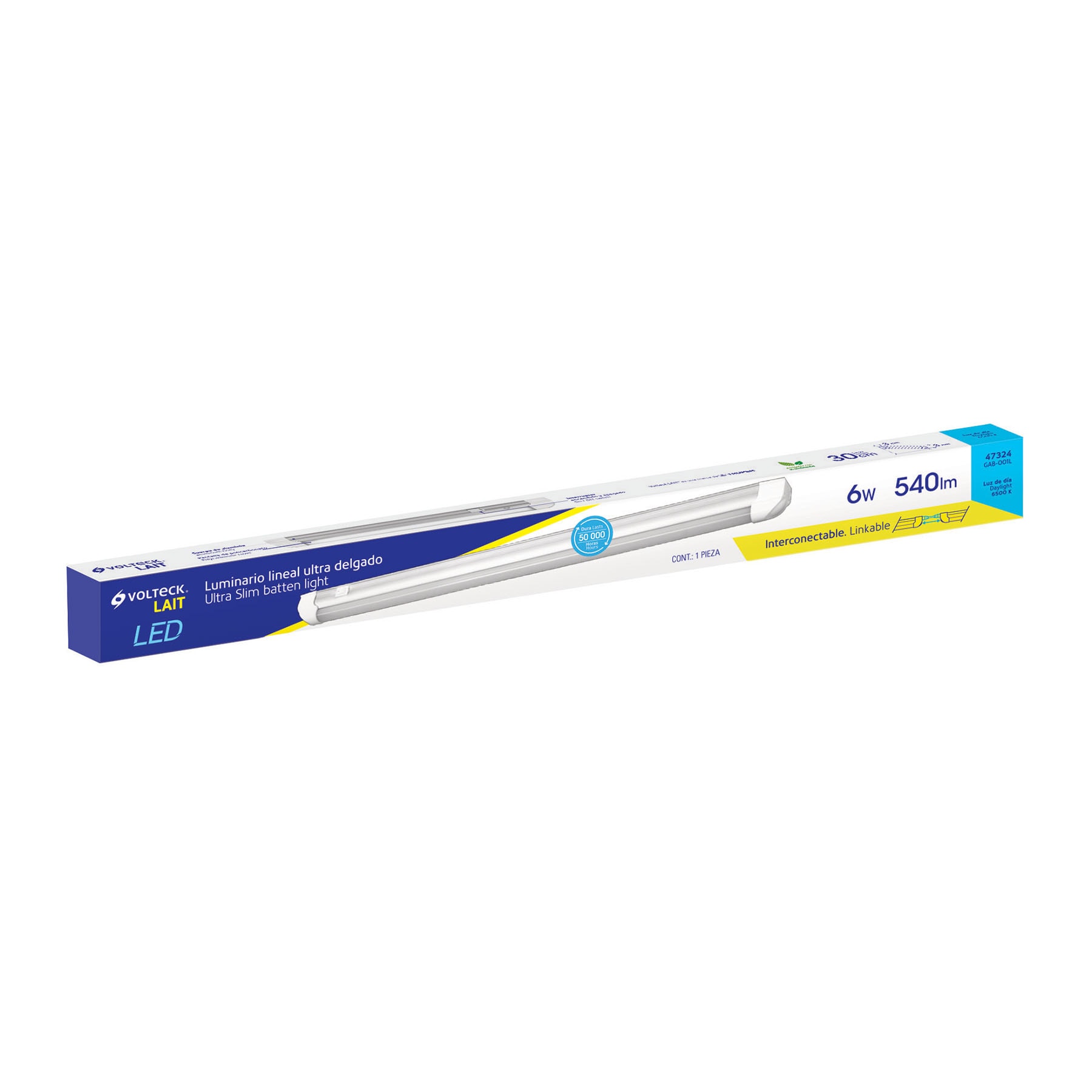 Luminario lineal ultra delgado de LED 6 W para gabinete - 47324 - GAB-001L - Caja con 2 Pieza – Master 20