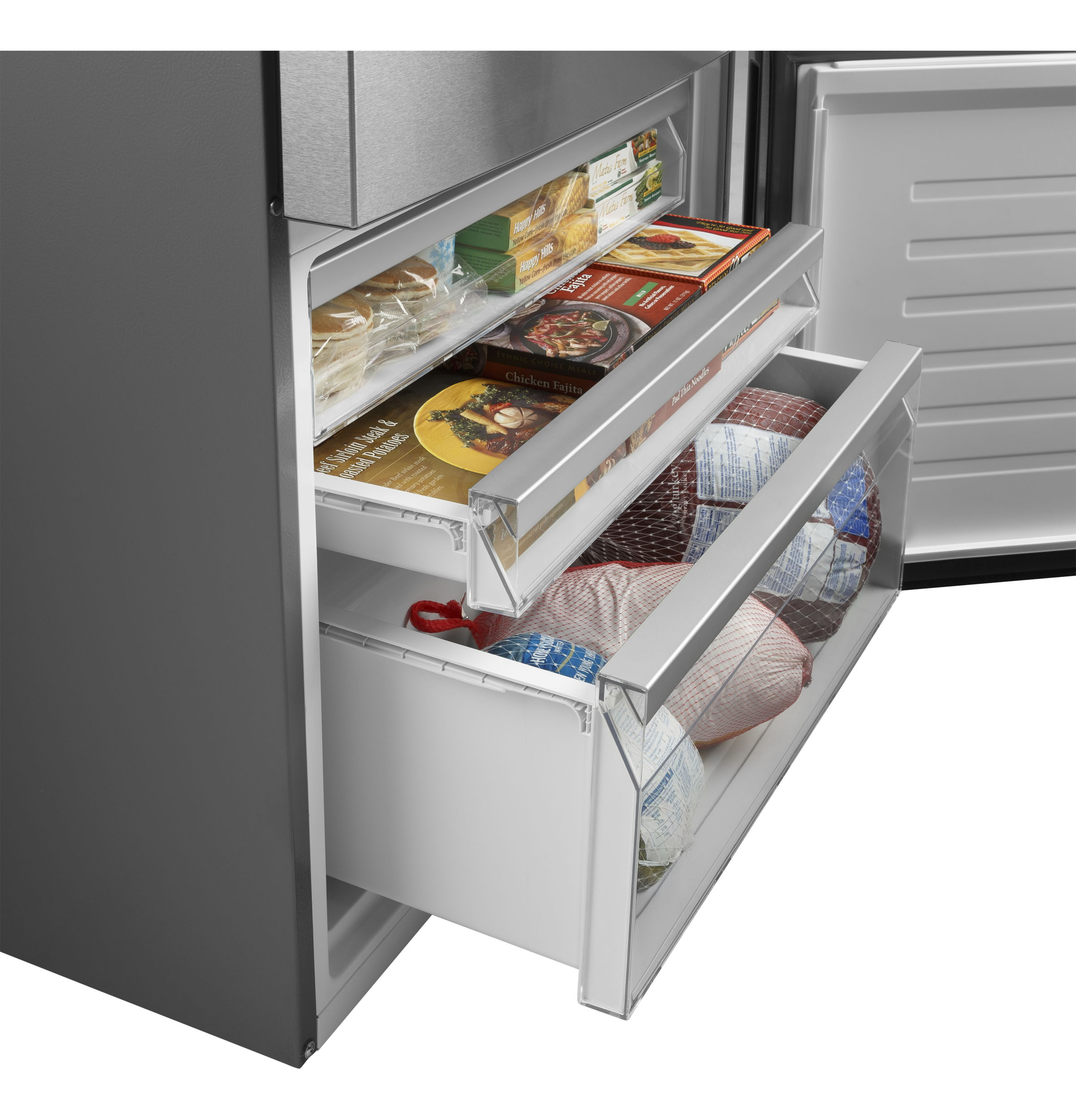 GE® GBE17HYRFS ENERGY STAR® 17.7 Cu. Ft. Counter-Depth Bottom-Freezer Refrigerator GE® GBE17HYRFS ENERGY STAR® 17.7 Cu. Ft. Counter-Depth Bottom-Freezer Refrigerator