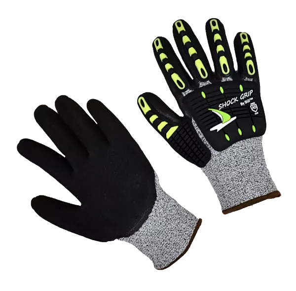 Impact glove,Grey Cut 5,Nitrile Palm