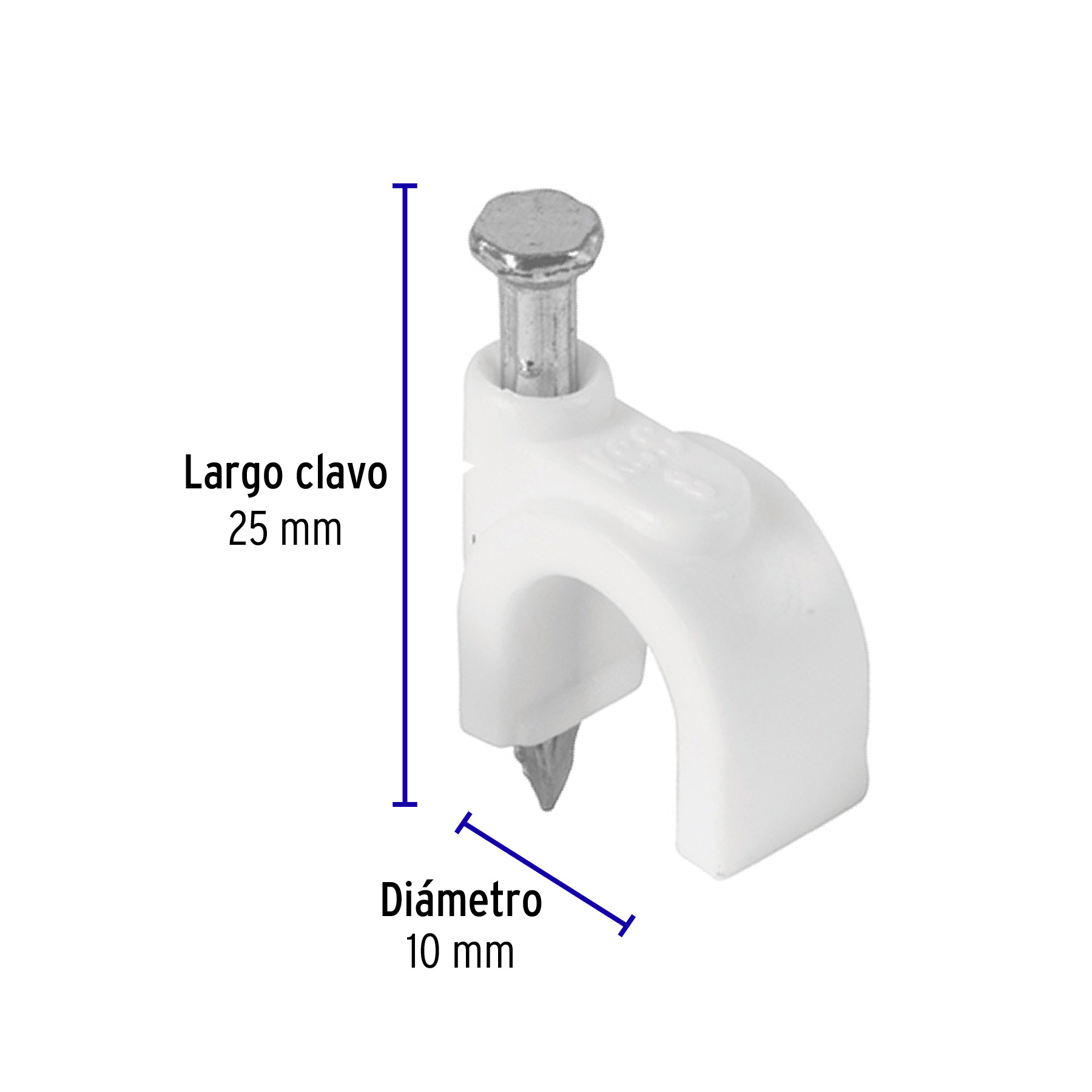 Bolsa con 500 grapas blancas de 10 mm para cable redondo - GCU-10BG / 43043