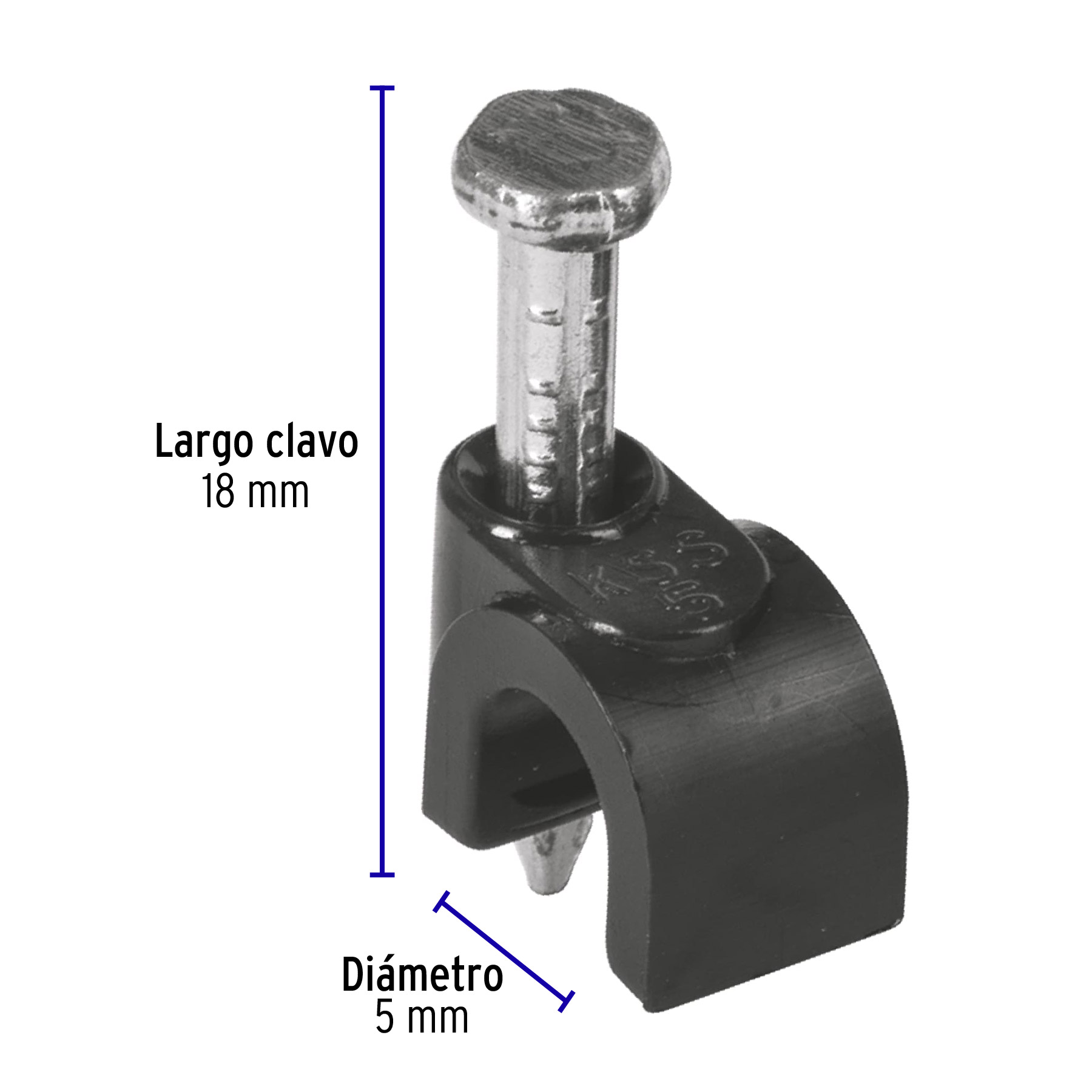 Bolsa con 20 grapas negras de 5 mm para cable redondo - GCU-5N / 48280GCU-5N