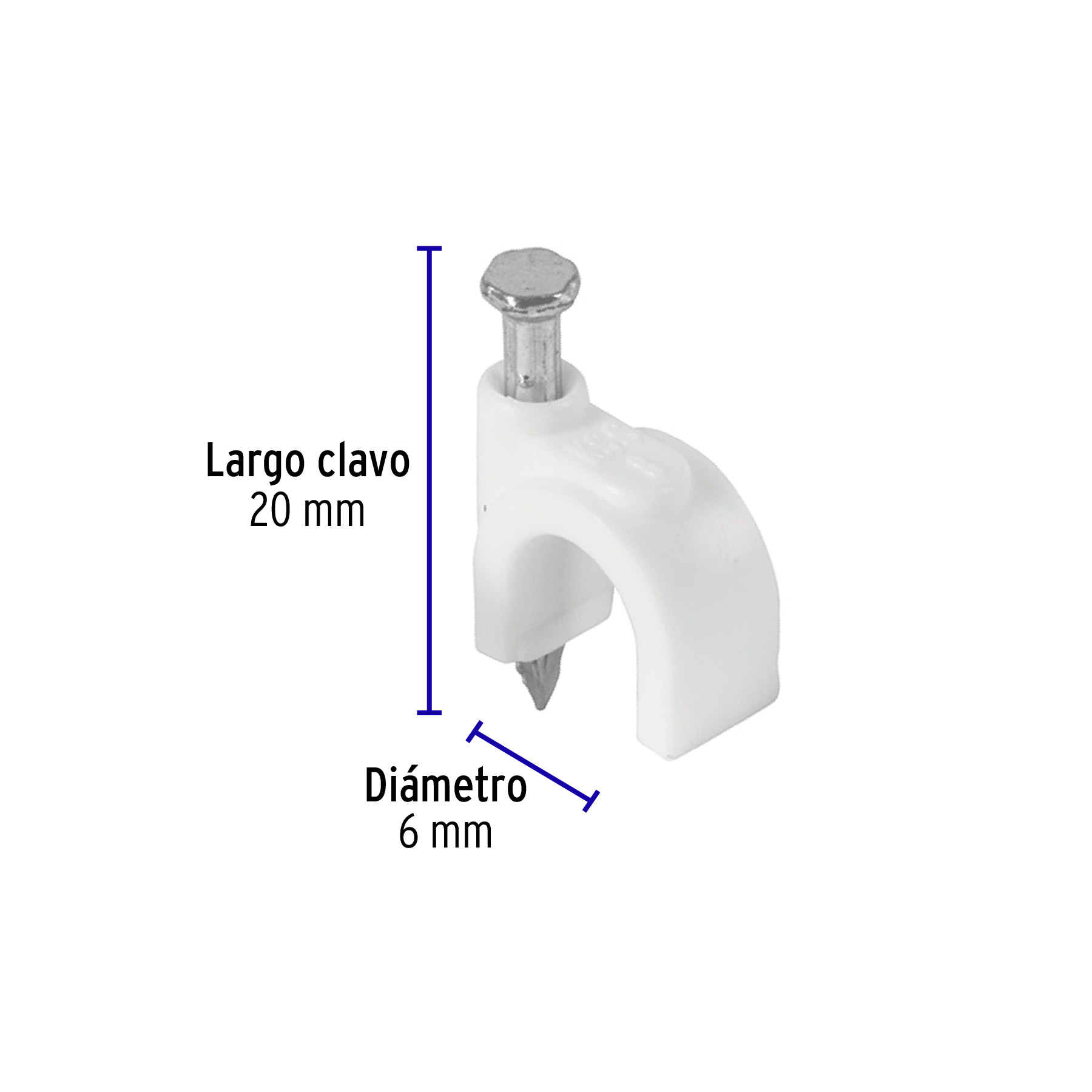 Bolsa con 500 grapas blancas de 6 mm para cable redondo - GCU-6BG / 43041