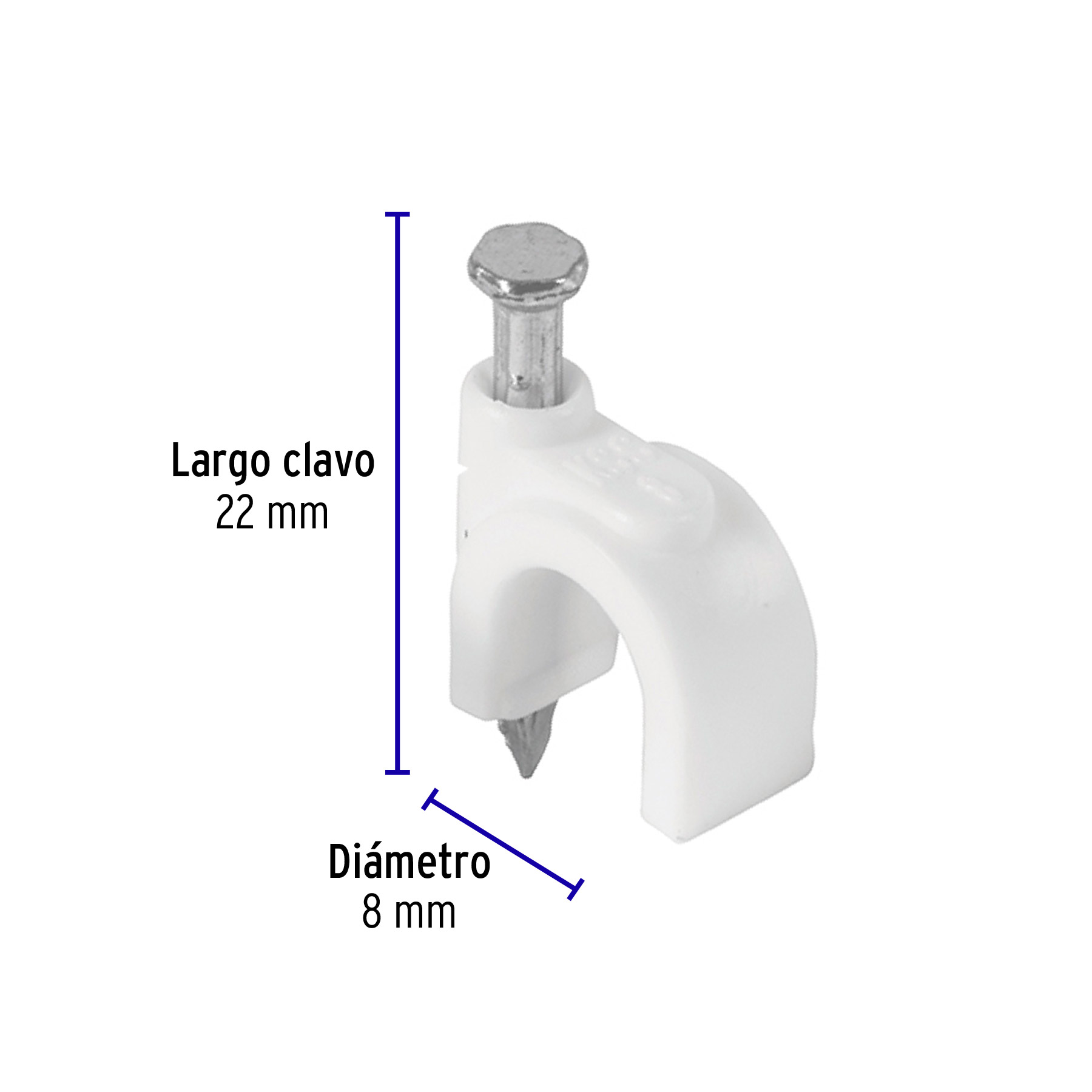 Bolsa con 500 grapas blancas de 8 mm para cable redondo - GCU-8BG / 43042