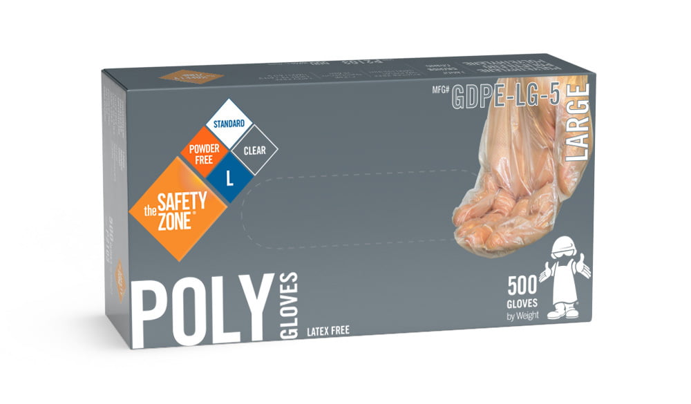 Disposable Poly Gloves Large for Food Handling - 500/Pack
