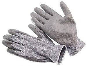 Cut resistant knit, grey PU palm coated, cut level 3