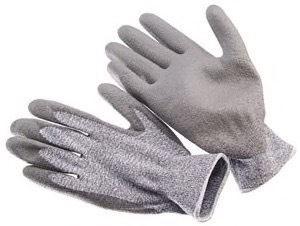 Cut resistant knit, grey PU palm coated, cut level 3