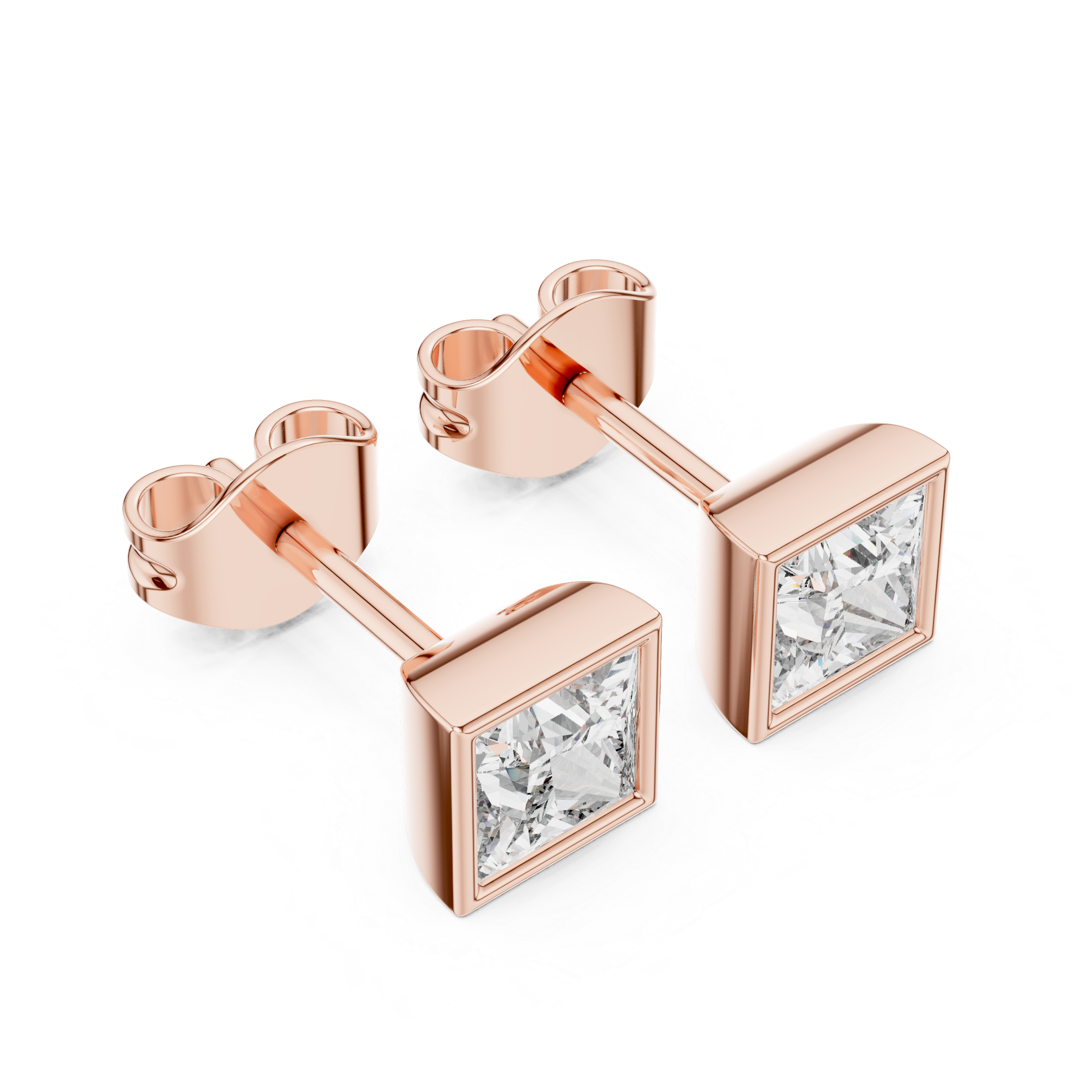 Princess diamond Lab grown earstuds Bezel setting