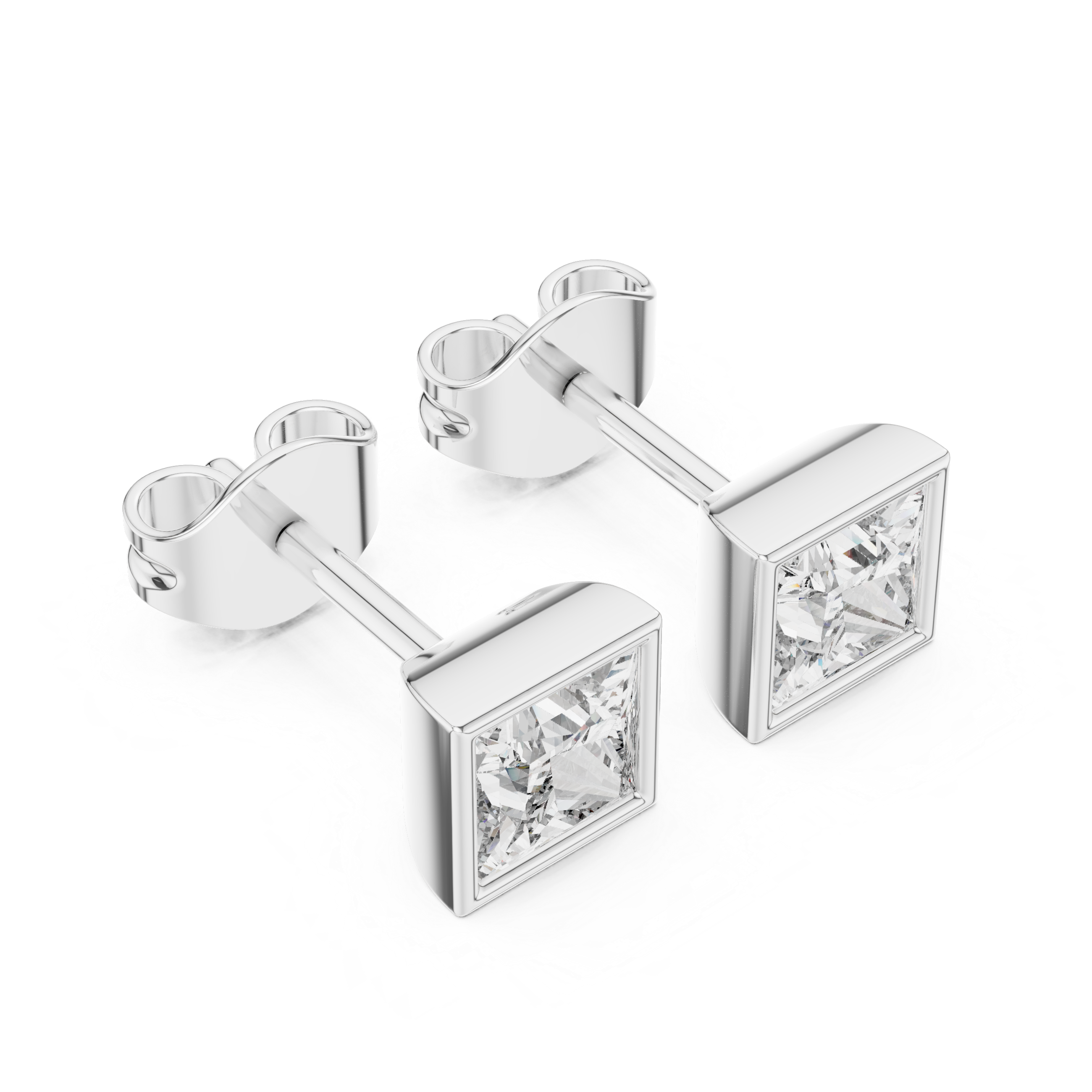 Princess diamond Lab grown earstuds Bezel setting