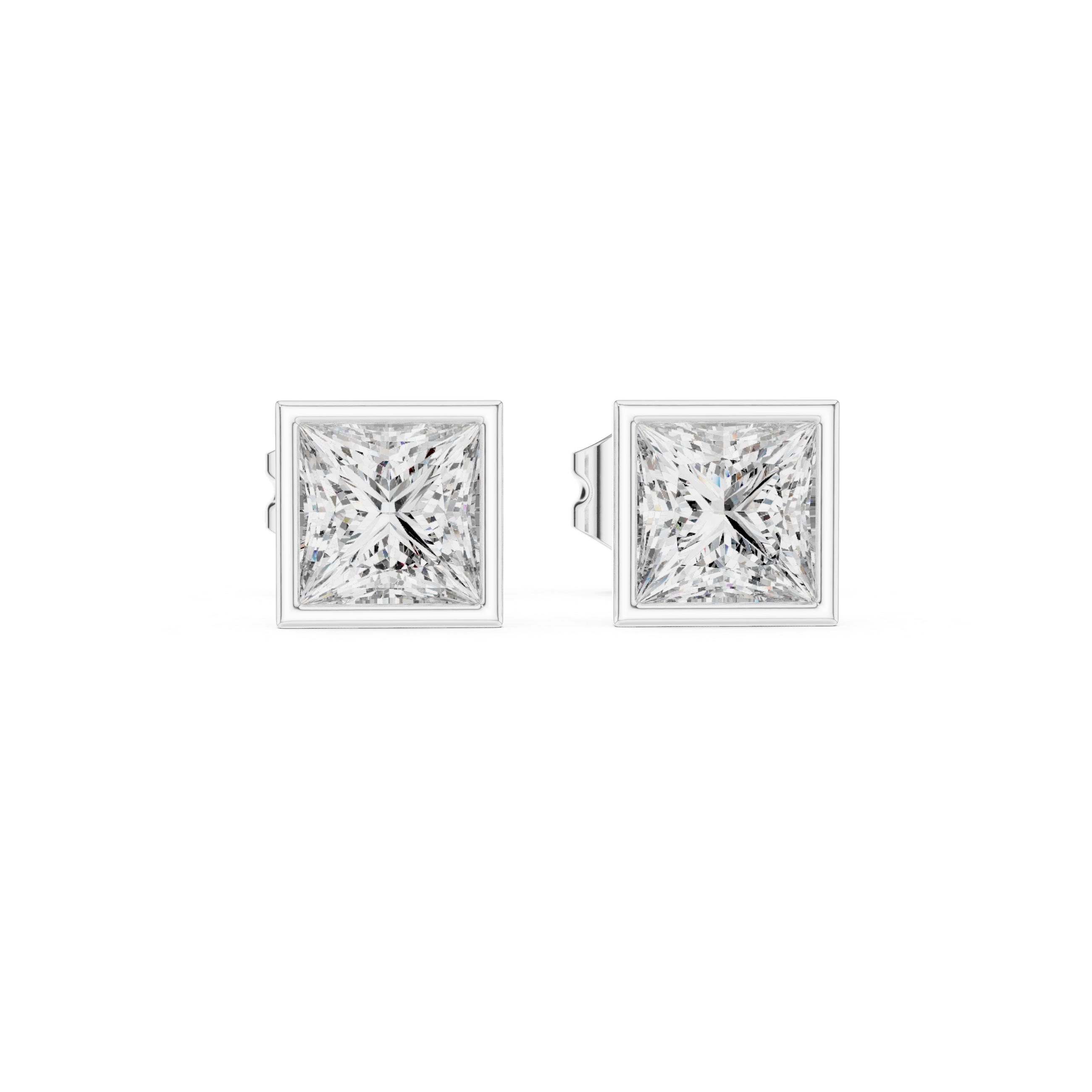Princess diamond Lab grown earstuds Bezel setting