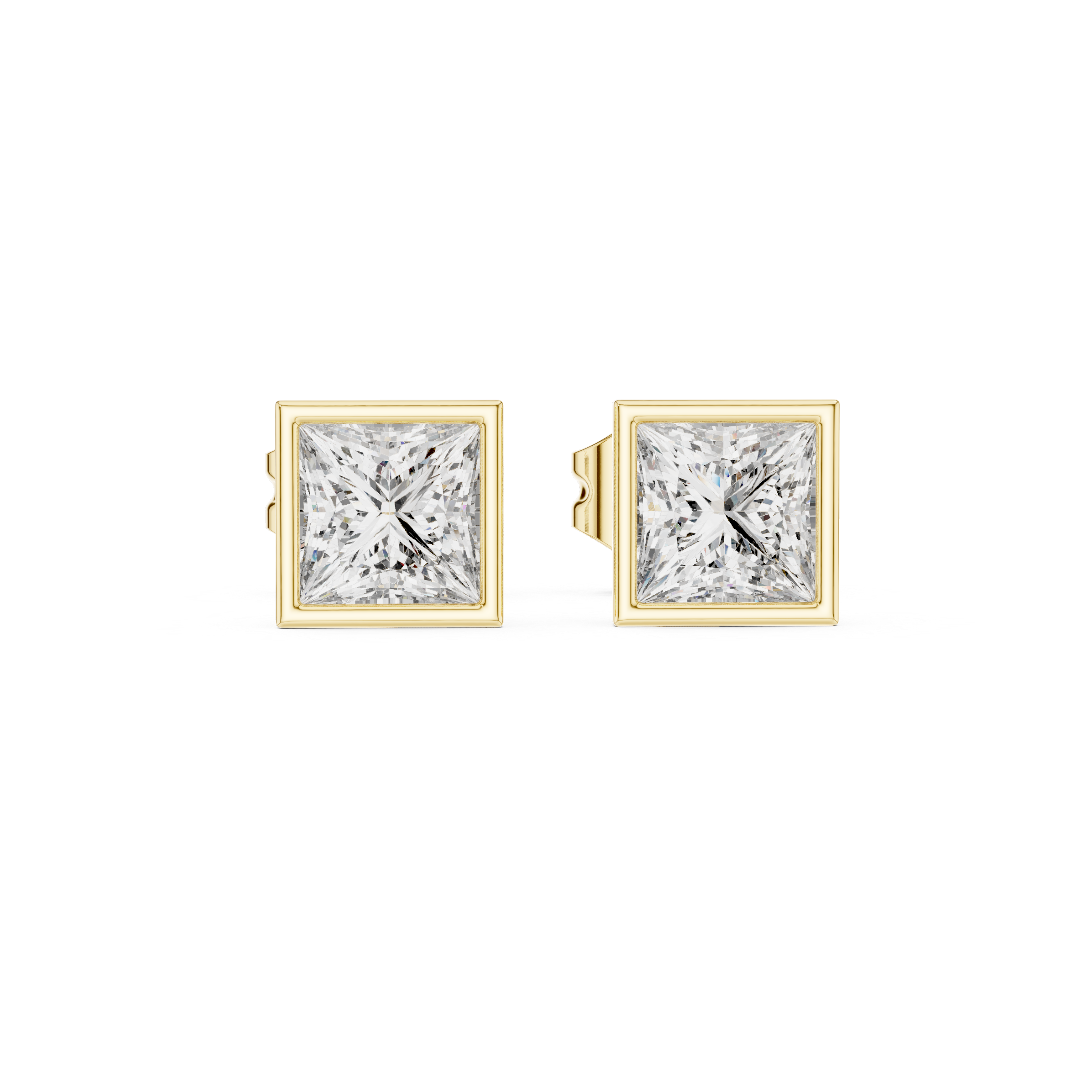 Princess diamond Lab grown earstuds Bezel setting