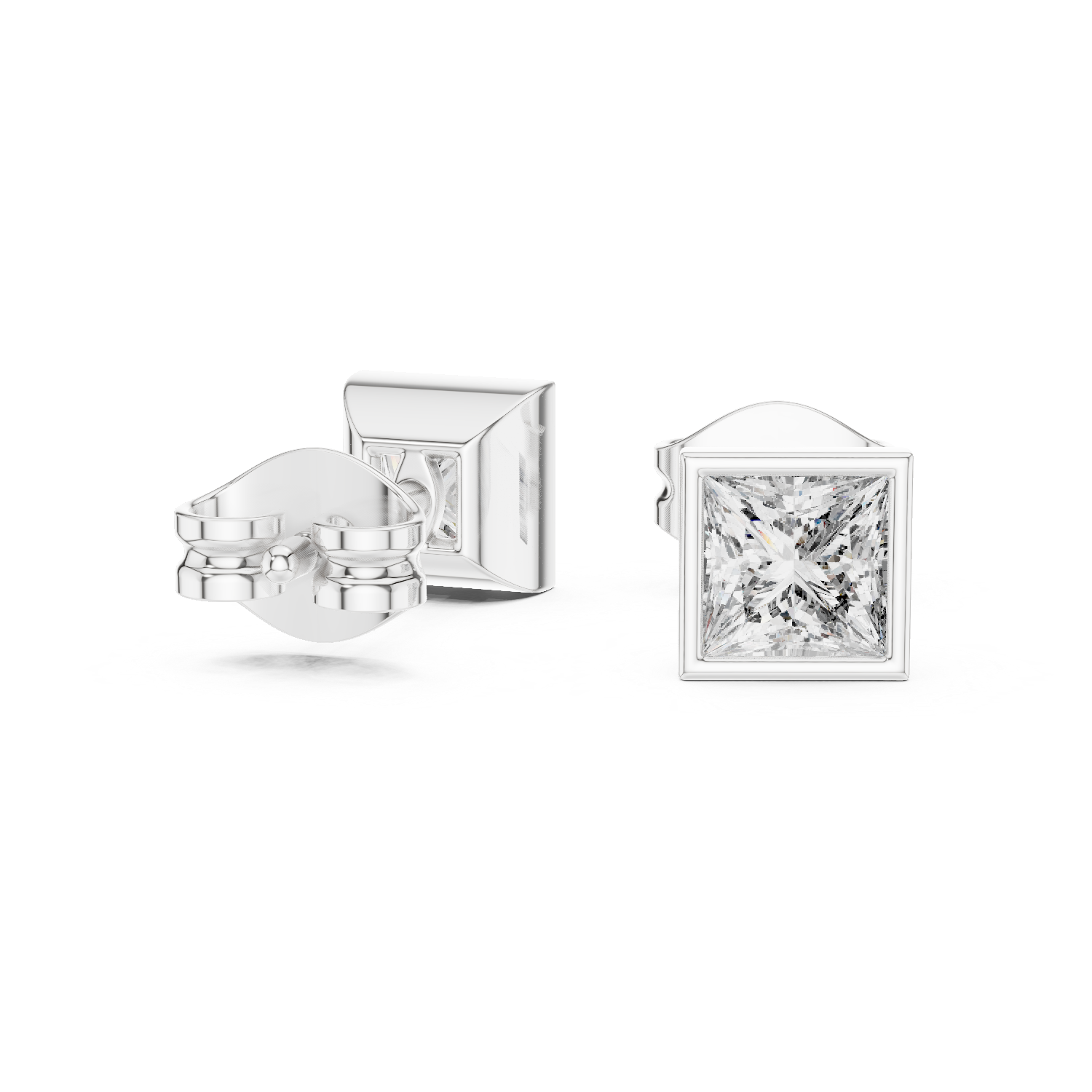 Princess diamond Lab grown earstuds Bezel setting