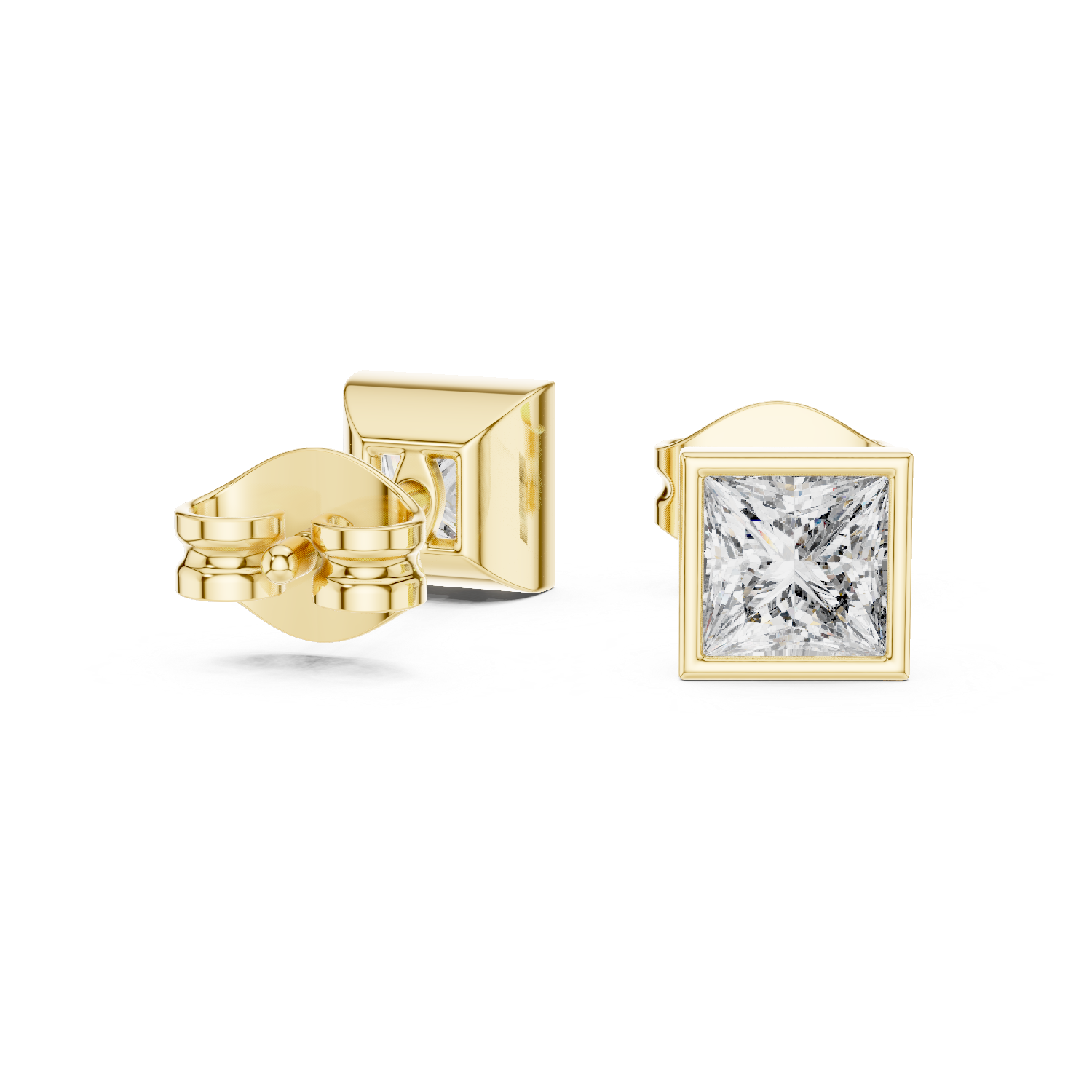 Princess diamond Lab grown earstuds Bezel setting
