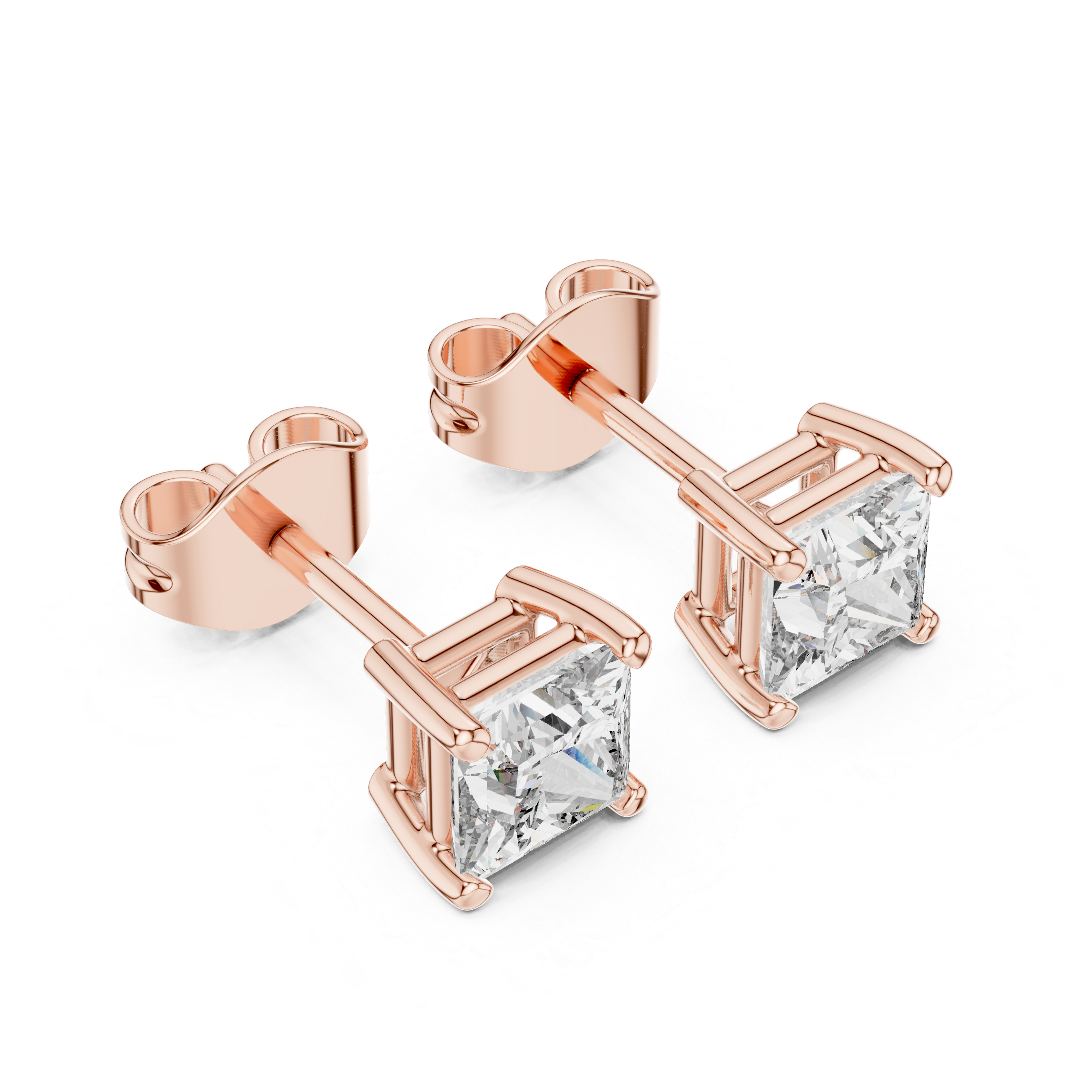 Princess diamond Lab grown earstuds prong setting