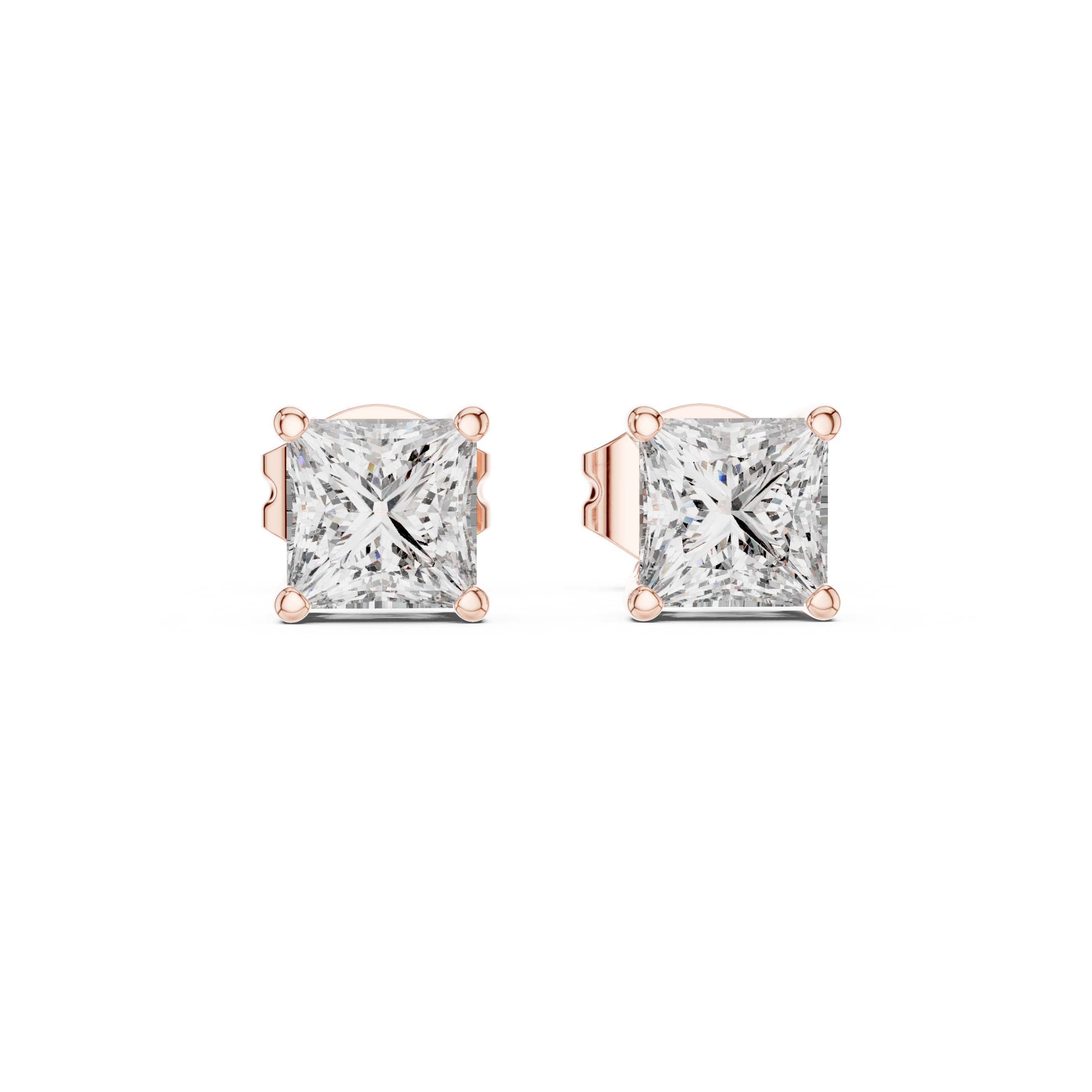 Princess diamond Lab grown earstuds prong setting