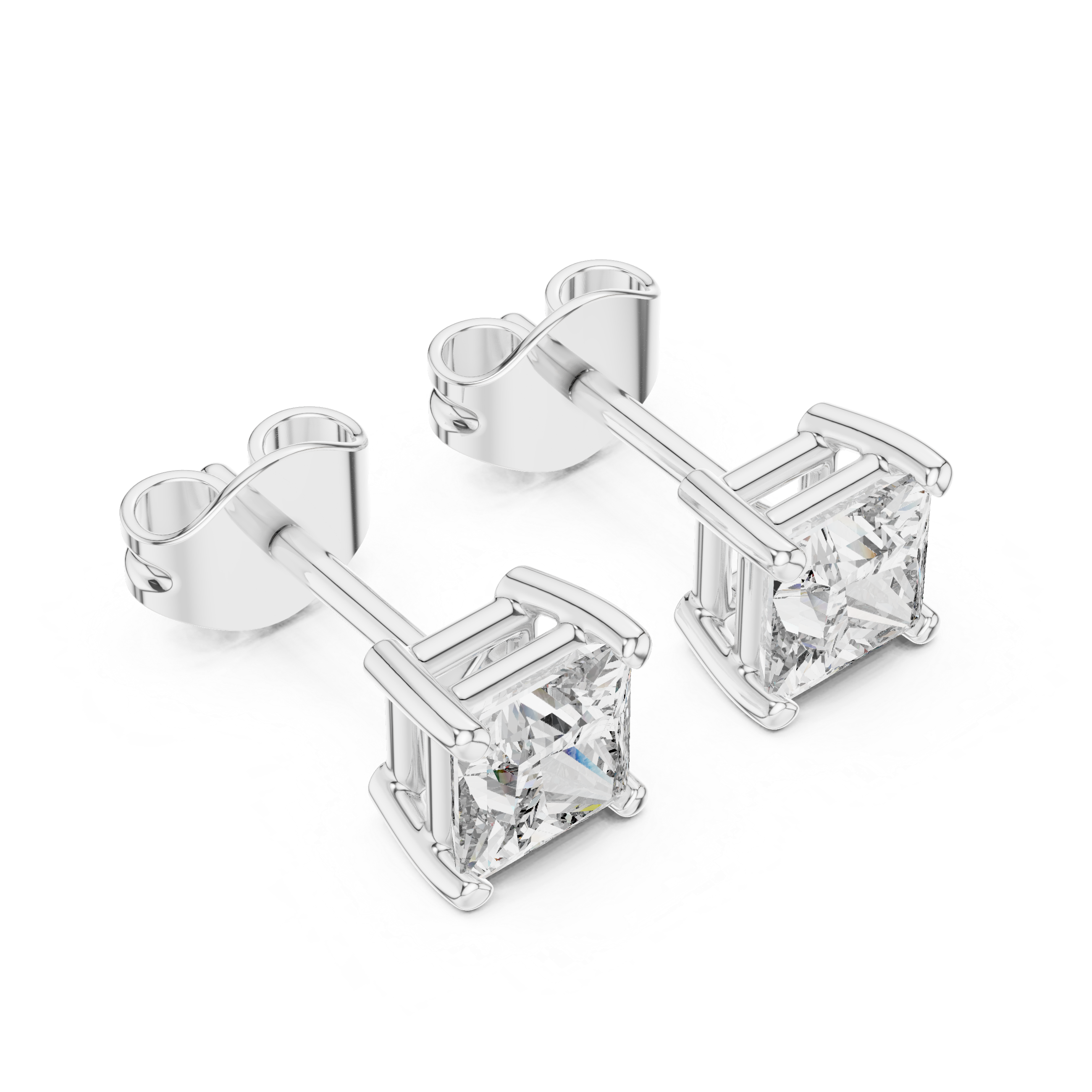 Princess diamond Lab grown earstuds prong setting