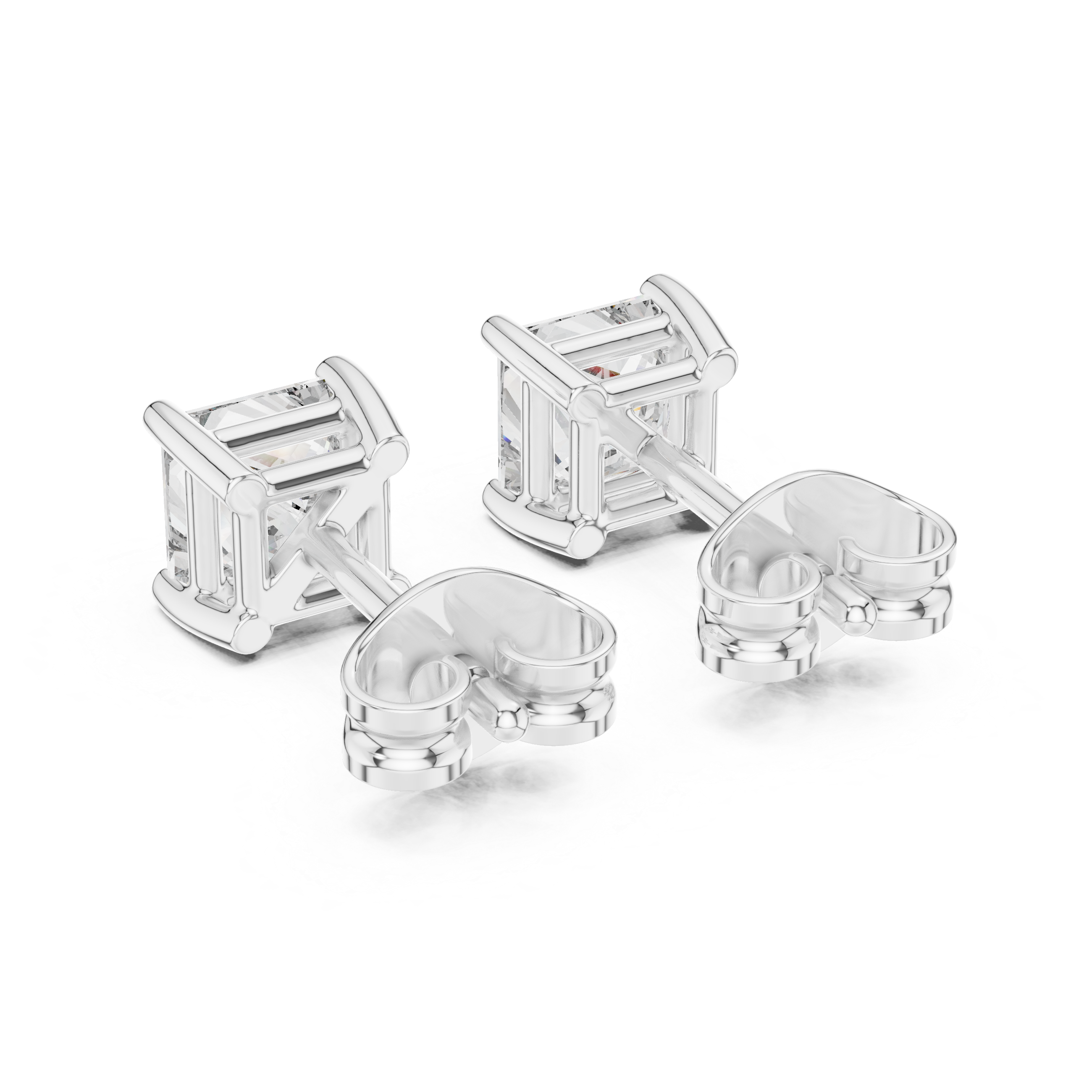 Princess diamond Lab grown earstuds prong setting