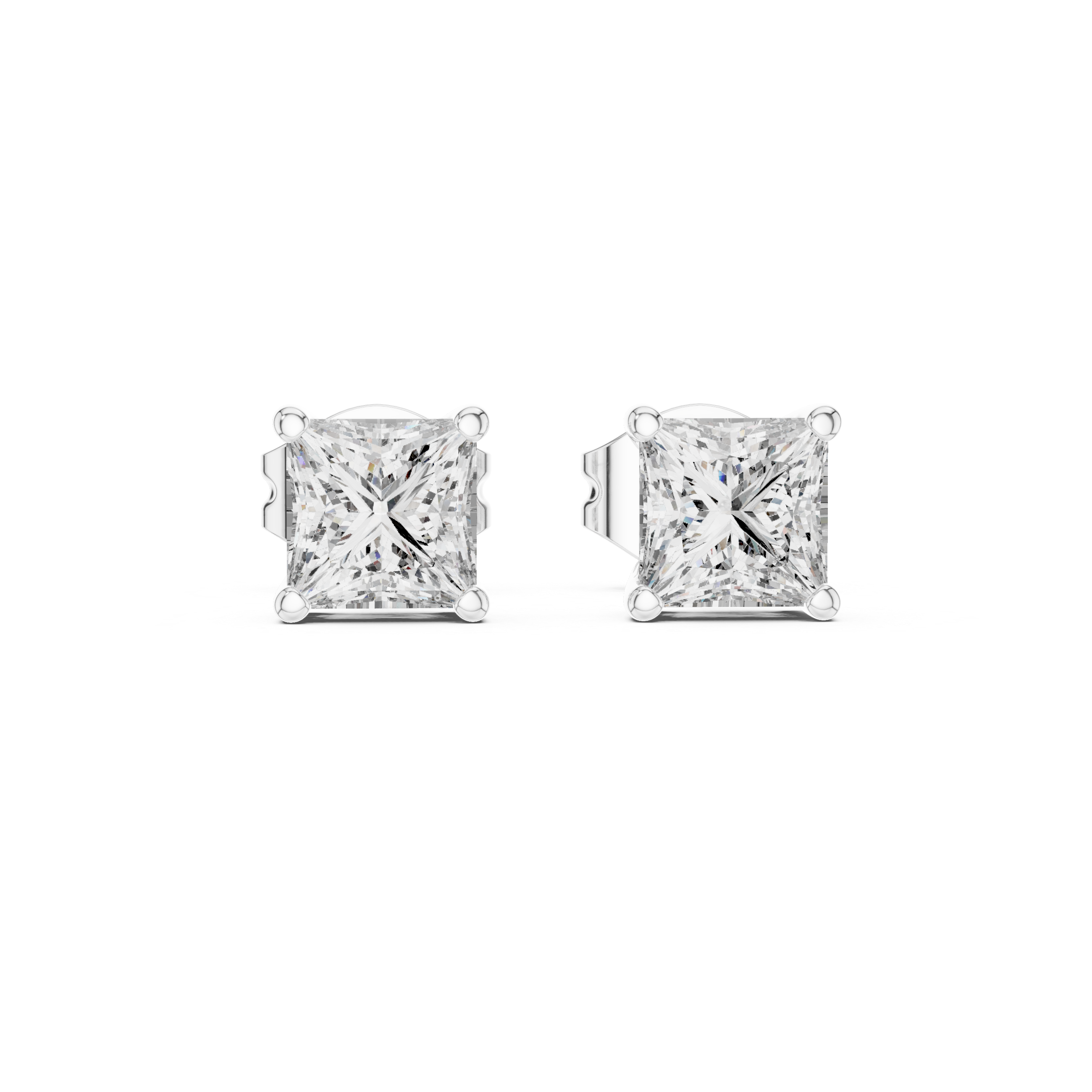Princess diamond Lab grown earstuds prong setting