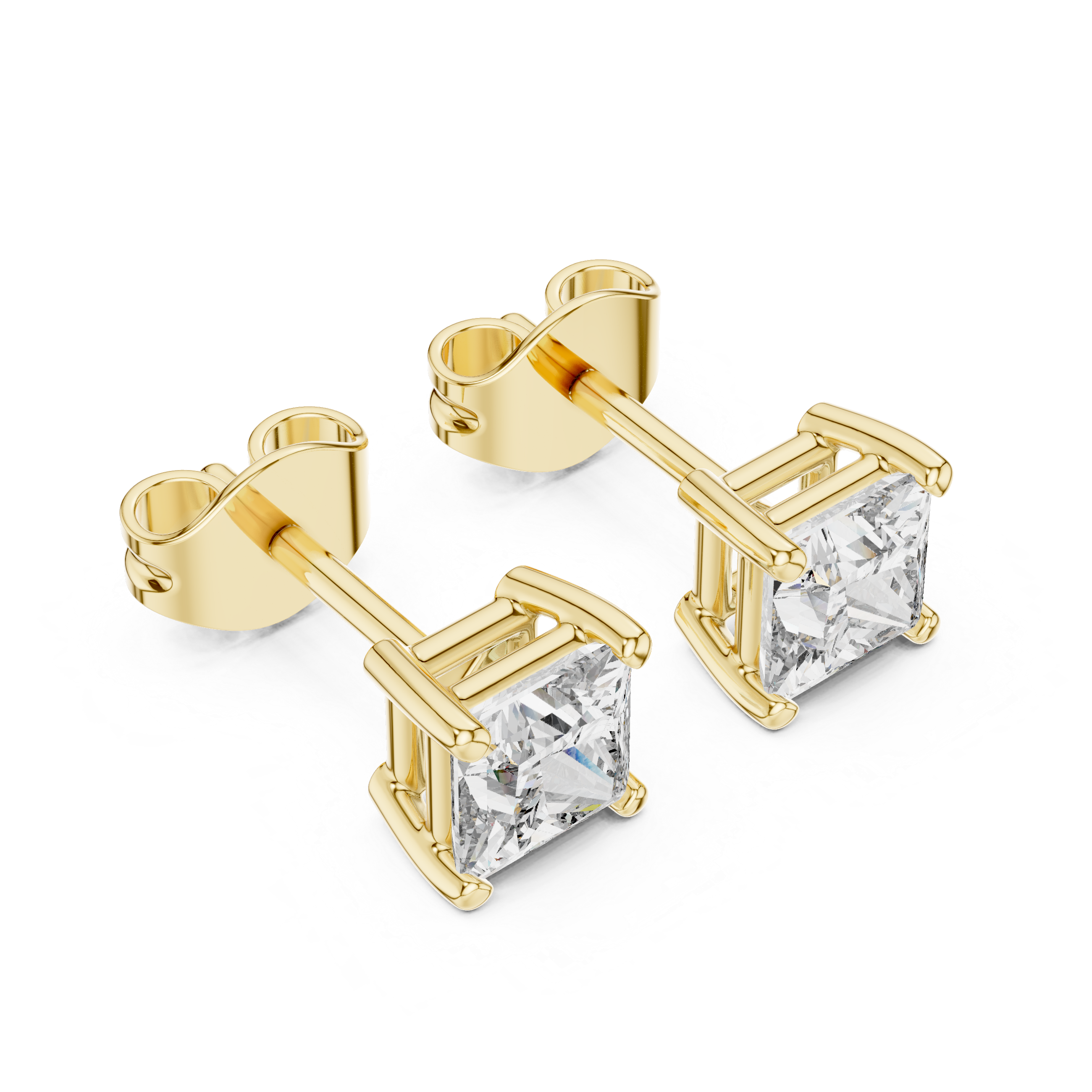 Princess diamond Lab grown earstuds prong setting