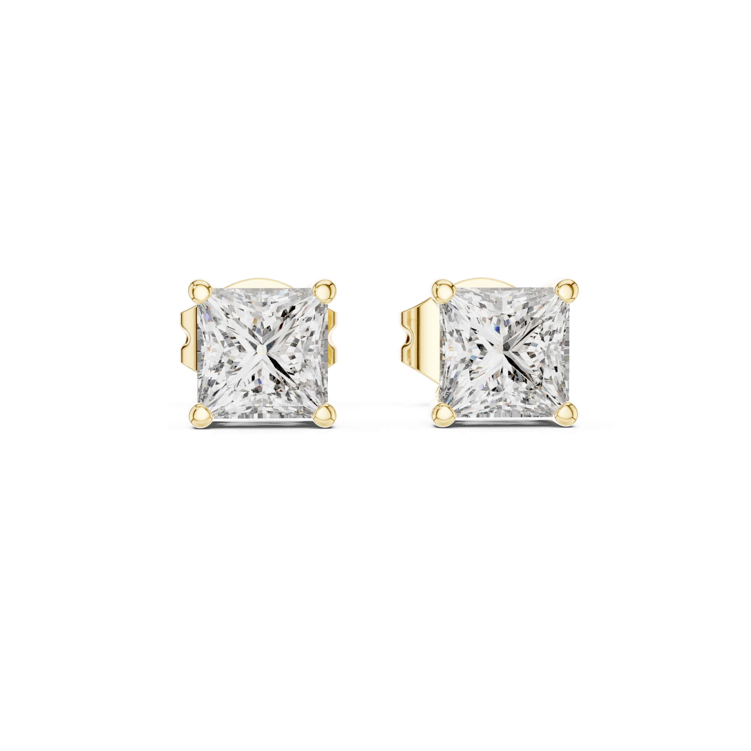 Princess diamond Lab grown earstuds prong setting