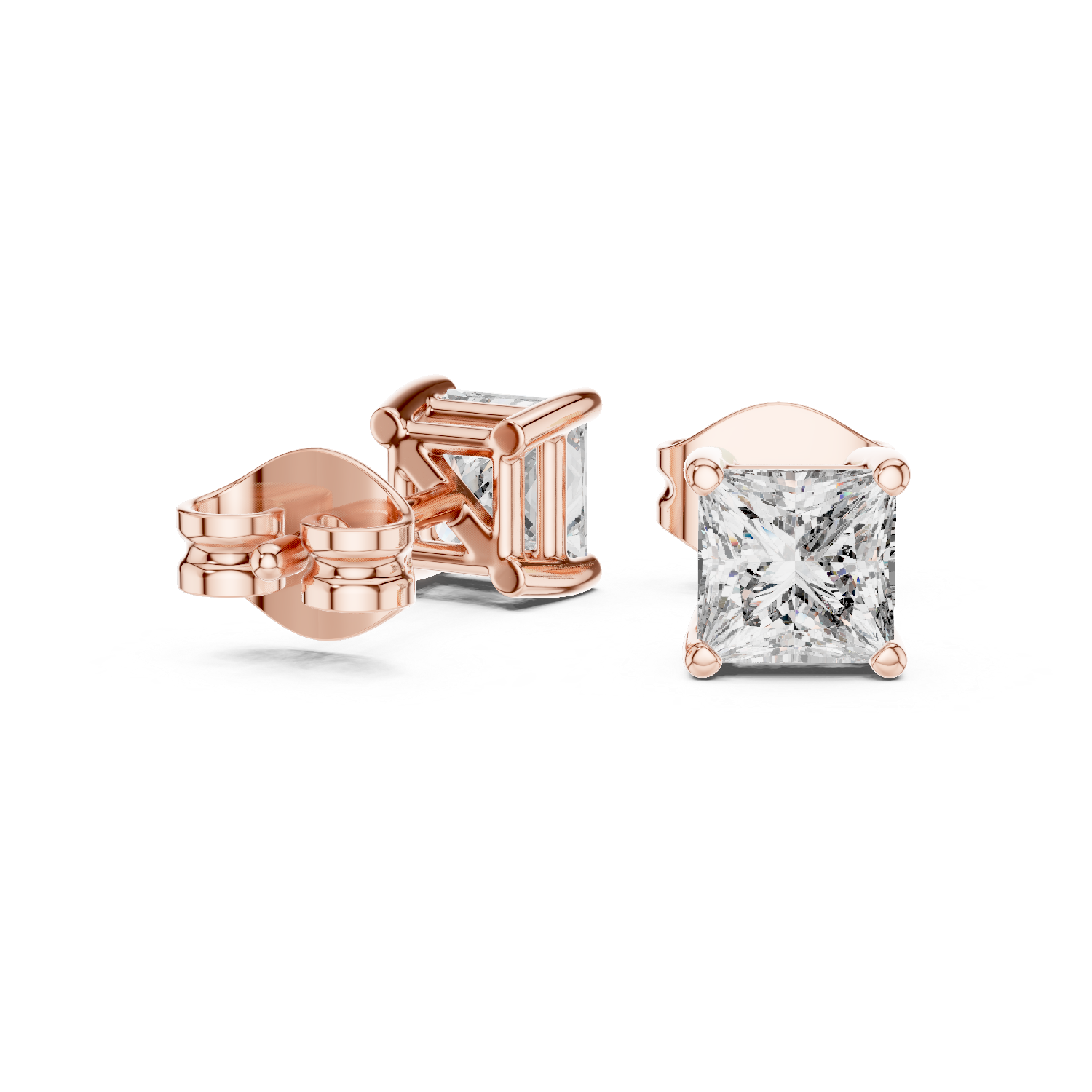 Princess diamond Lab grown earstuds prong setting
