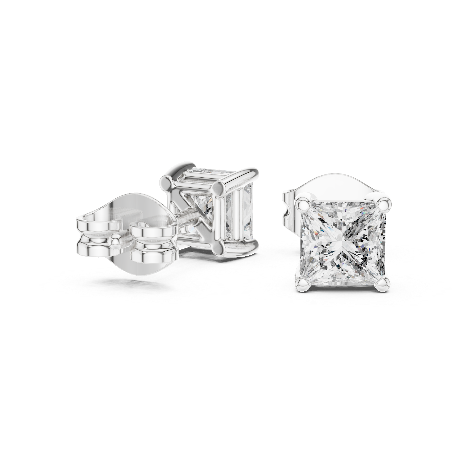 Princess diamond Lab grown earstuds prong setting