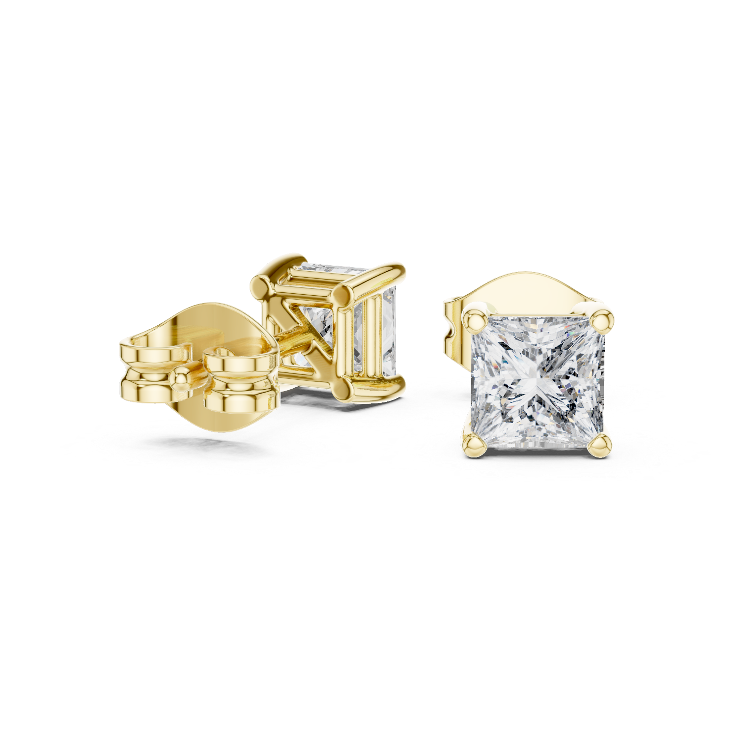 Princess diamond Lab grown earstuds prong setting