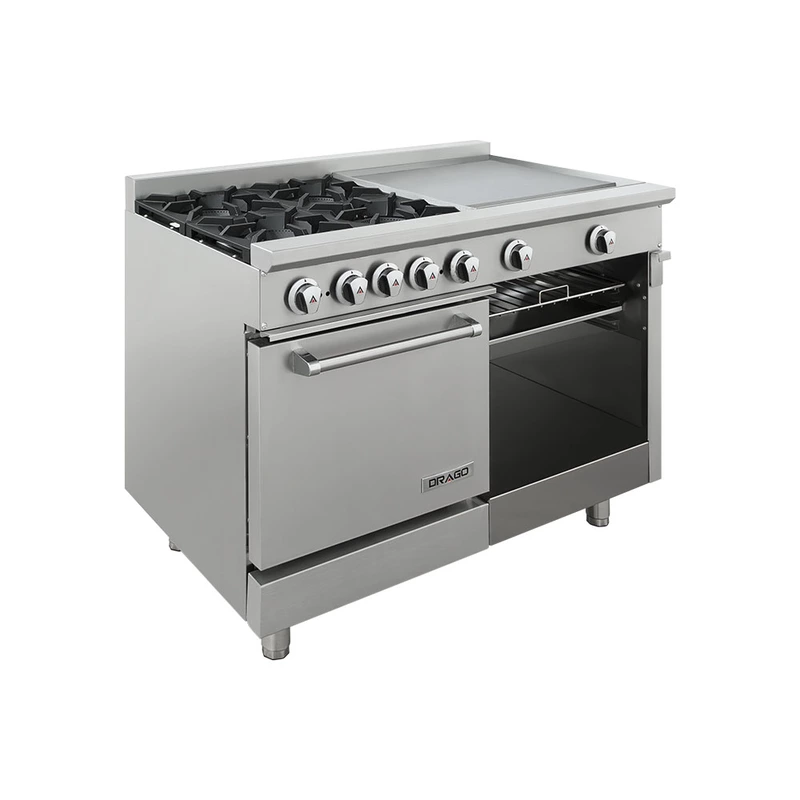 Estufa de 4 quemadores plancha doble y horno