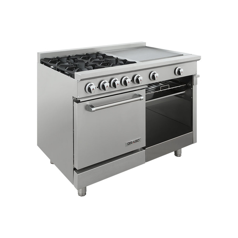 Estufa de 4 quemadores plancha doble y horno