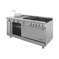 Estufa universal estándar con 4 quemadores horno asador plancha freidora y gratinador