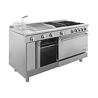 Estufa universal estándar con 4 quemadores horno asador plancha freidora y gratinador